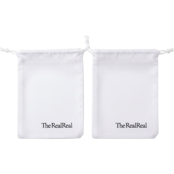 The RealReal Other - The RealReal White Jewelry Dust Bags Set of 2 Small Drawstring Pouches LogoPrint